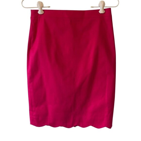 J. Crew Pink Scalloped Hem Pencil Skirt - Office Siren NWT - Picture 2 of 7